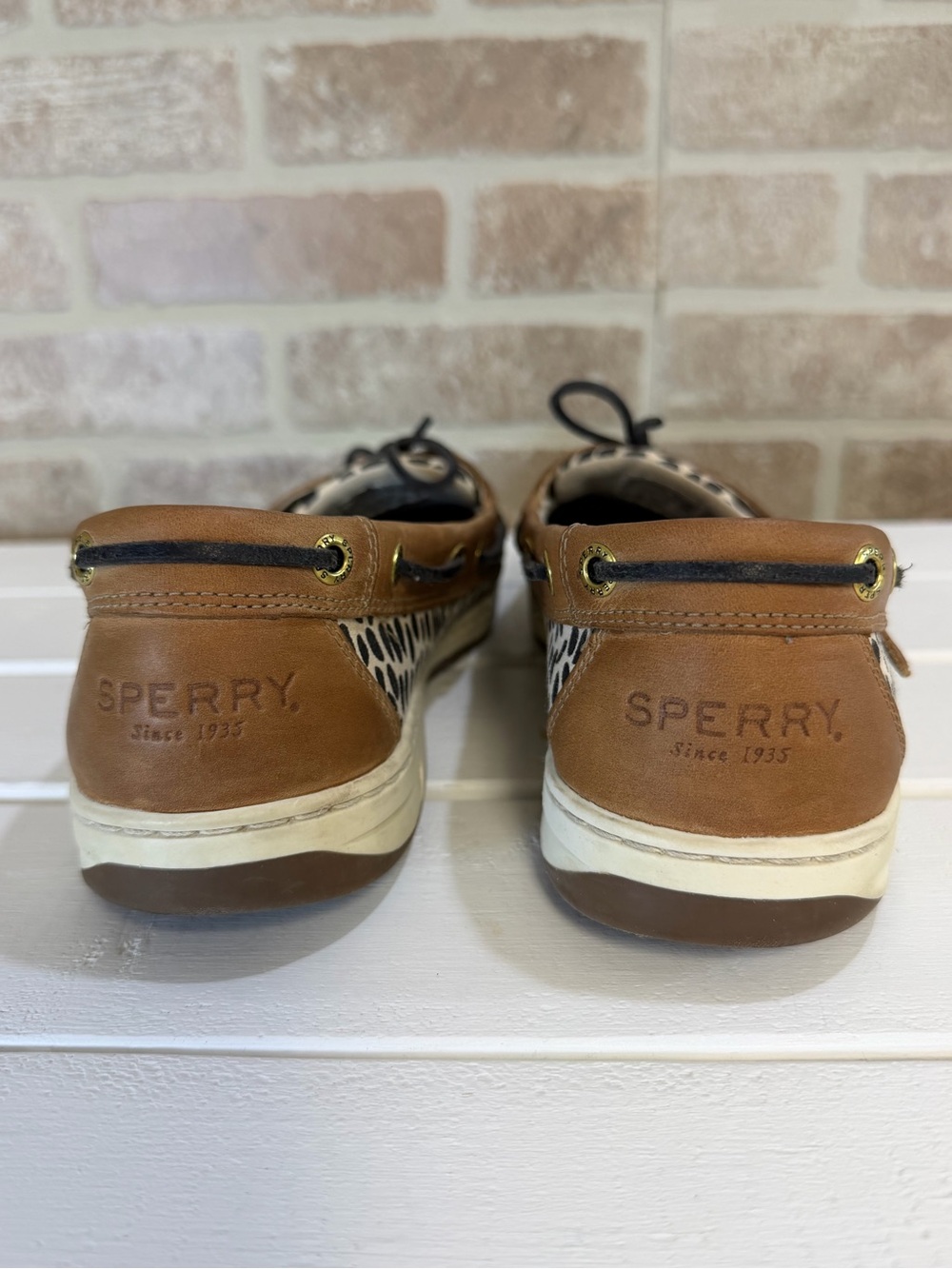 Sperry Authentic Original Leather Boat Shoes Cheetah Print Memory Foam Womens 11 - Picture 7 of 10